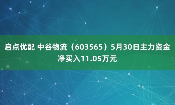 启点优配 中谷物流（603565）5月30日主力资金净买入11.05万元