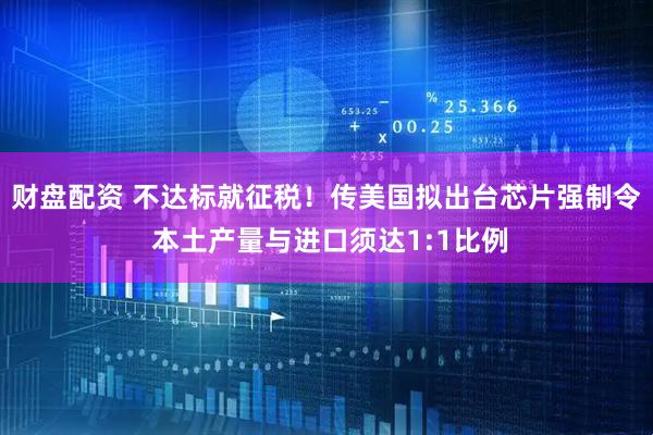 财盘配资 不达标就征税！传美国拟出台芯片强制令 本土产量与进口须达1:1比例